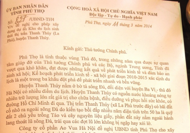 Dự án sắp hoàn thành giai đoạn 1 và chuẩn bị đi vào khai thác UBND tỉnh Phú Thọ mới có văn bản xin phép Thủ tướng Chính phủ được xây dựng dự án. Dự án sắp hoàn thành giai đoạn 1 và chuẩn bị đi vào khai thác UBND tỉnh Phú Thọ mới có văn bản xin phép Thủ tướng Chính phủ được xây dựng dự án.