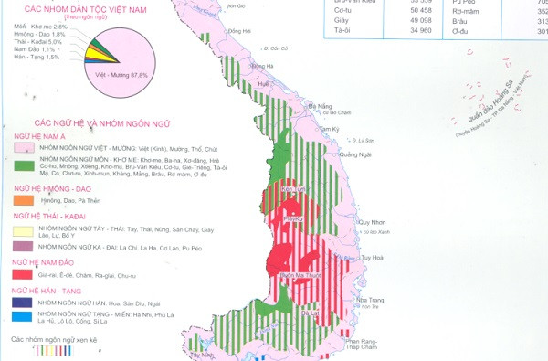 Hai màu đỏ và lục gây khó khăn cho thí sinh (Ảnh chụp từ Atlat địa lý Việt Nam) Hai màu đỏ và lục gây khó khăn cho thí sinh (Ảnh chụp từ Atlat địa lý Việt Nam)