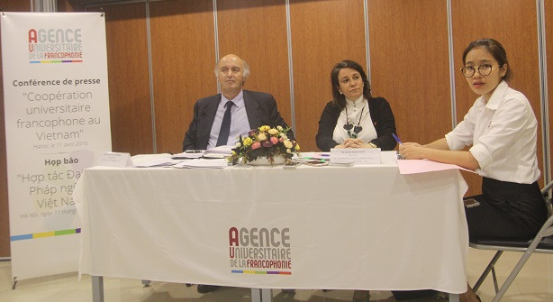 Họp báo về chủ đề "Hợp tác đại học Pháp ngữ tại Việt Nam" vào chiều 11/4 (Ảnh: Thùy Linh) Họp báo về chủ đề "Hợp tác đại học Pháp ngữ tại Việt Nam" vào chiều 11/4 (Ảnh: Thùy Linh)