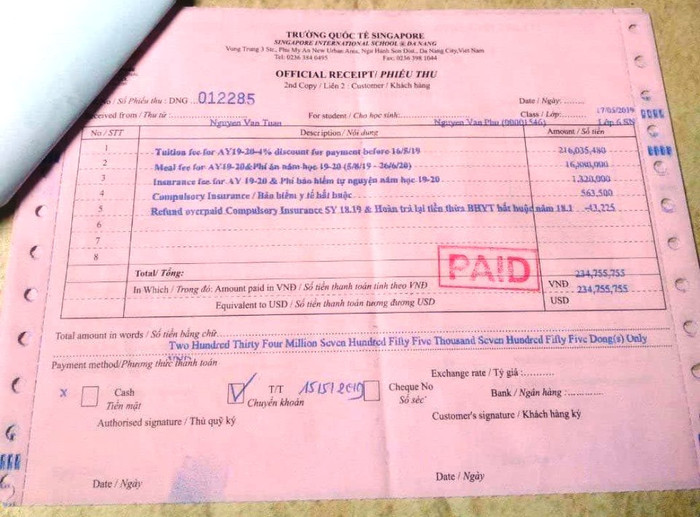 Ông NVT. không nhận được hóa đơn mà chỉ nhận được phiếu thu như trên. Ông NVT. không nhận được hóa đơn mà chỉ nhận được phiếu thu như trên.