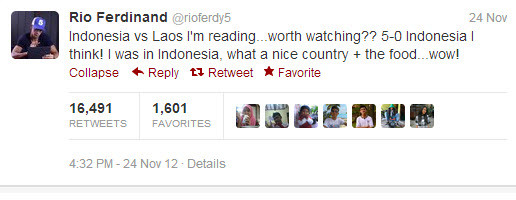 Rio Ferdinand đã dự đoán Indonesia thắng Lào 5-0.
