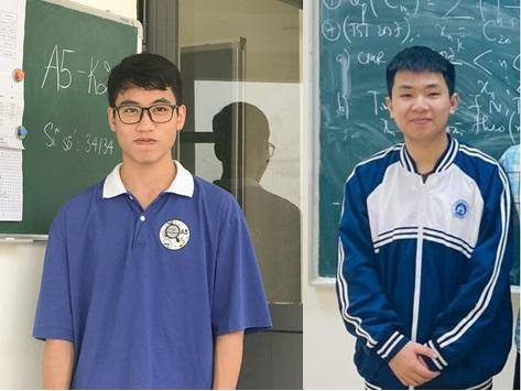 Từ trái sang phải: Em Hà Mạnh Duy (Sinh) và em Vũ Ngọc Bình (Toán)