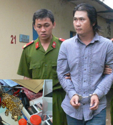 Đối tượng Hiếu và tang vật thu được nhà riêng. Đối tượng Hiếu và tang vật thu được nhà riêng.