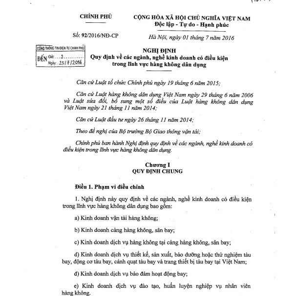 Nghị định 92 có hiệu lực từ 1/7/2016 - ảnh chụp màn hình Nghị định 92 có hiệu lực từ 1/7/2016 - ảnh chụp màn hình