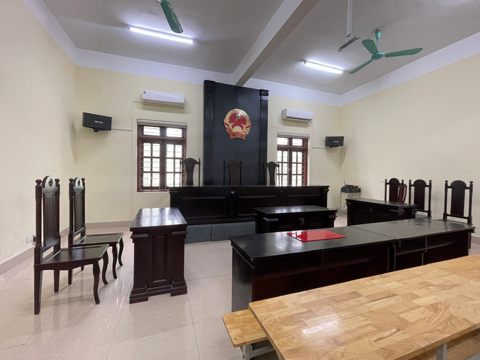 Mô hình mô phỏng phòng xử án phục vụ sinh viên ngành Luật tại Trường ĐH Thành Đông. Ảnh: Trung Dũng GDVN_phong xu an.jpg