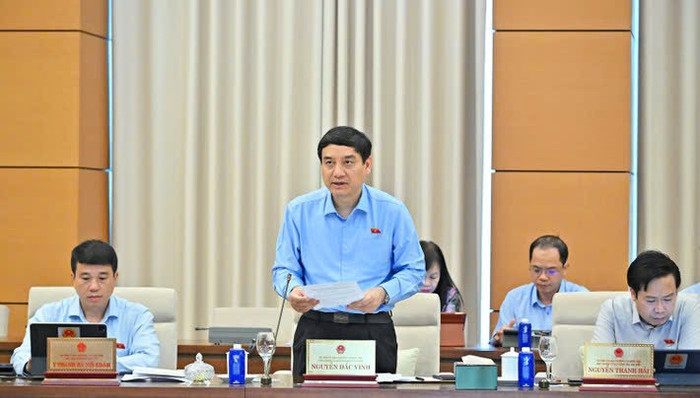 Chủ nhiệm Ủy ban Văn hóa và Xã hội Nguyễn Đắc Vinh phát biểu. Ảnh: xaydungchinhsach.chinhphu.vn. IMG_7612.jpeg