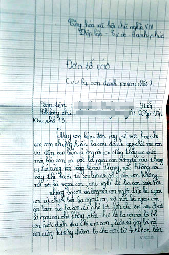 TP.HCM: Rùng mình lá đơn tố cha giết mẹ của bé gái 9 tuổi ảnh 1 Don to cha giet me cua be gai 9 tuoi