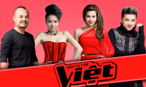 Bốn vị giám khảo kiêm huấn luyện viên của "Giọng hát Việt" là Trần Lập, Thu Minh, Hồ Ngọc Hà, Đàm Vĩnh Hưng (từ trái sang)