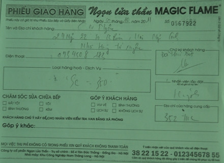 Phiếu Giao hàng có chứ ký xác nhận "đã thử bọt" của chị Ngân Phiếu Giao hàng có chứ ký xác nhận "đã thử bọt" của chị Ngân
