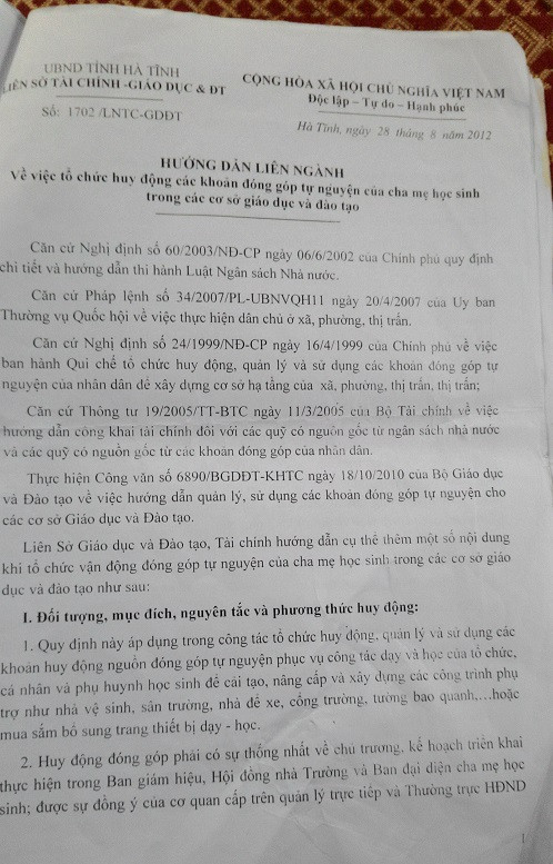 Hướng dẫn số 1702/ LNTC-GDDT (Ảnh: Lê Văn Vỵ) Hướng dẫn số 1702/ LNTC-GDDT (Ảnh: Lê Văn Vỵ)