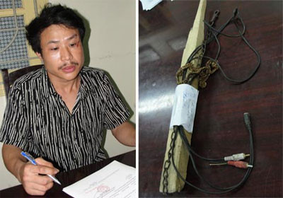 Đặng Quốc Hoàng khai nhận hành vi phạm tội tại Cơ quan Công an và tang vật hắn dùng để đánh cháu Quỳnh. Đặng Quốc Hoàng khai nhận hành vi phạm tội tại Cơ quan Công an và tang vật hắn dùng để đánh cháu Quỳnh.