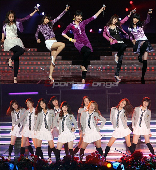 Wonder Girls (trên) và SNSD sẽ có cuộc cạnh tranh khốc liệt