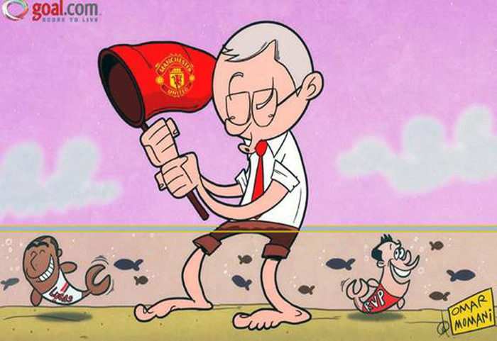 Họa sĩ Momani của Goal.com mô tả rằng Van Persie và Lucas như hai con cá to trong hồ cá mà Sir Alex đang rất muốn vợt. Họa sĩ Momani của Goal.com mô tả rằng Van Persie và Lucas như hai con cá to trong hồ cá mà Sir Alex đang rất muốn vợt.