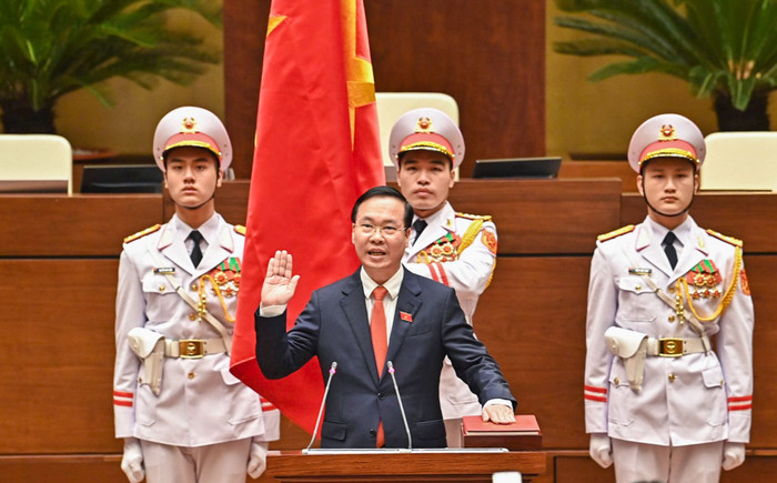 Chủ tịch nước Võ Văn Thưởng tuyên thệ. Ảnh VGP/Nhật Bắc Chủ tịch nước Võ Văn Thưởng tuyên thệ. Ảnh VGP/Nhật Bắc