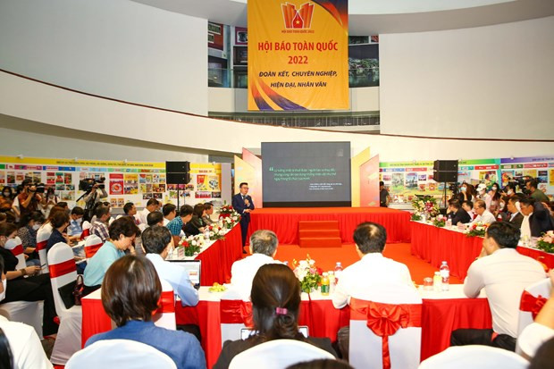 Hội Báo toàn quốc năm 2022 đã tập trung vào chủ đề chuyển đổi số. (Ảnh: PV/Vietnam+) Hội Báo toàn quốc năm 2022 đã tập trung vào chủ đề chuyển đổi số. (Ảnh: PV/Vietnam+)