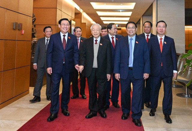 Tổng Bí thư Nguyễn Phú Trọng, Thủ tướng Chính phủ Phạm Minh Chính, Chủ tịch Quốc hội Vương Đình Huệ, Thường trực Ban Bí thư Võ Văn Thưởng… tham dự kỳ họp.