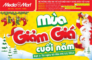 Mừng Giáng sinh và năm mới, Media Mart tổ chức "Mùa giảm giá cuối năm" phục vụ nhu cầu đông đảo của người dân.