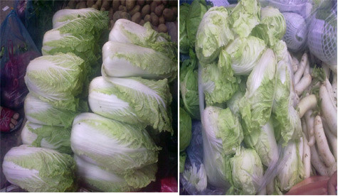 Nếu để ý, người tiêu dùng có thể phân biệt được rau Trung Quốc (ảnh trái) và rau Việt Nam (ảnh phải). Nếu để ý, người tiêu dùng có thể phân biệt được rau Trung Quốc (ảnh trái) và rau Việt Nam (ảnh phải).