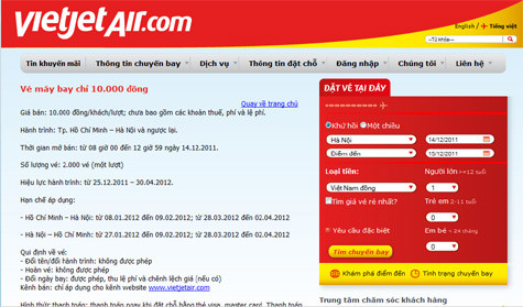 Khách hàng phải vã mồ hôi để đăng ký được vé bay 10.000 đồng của VietjetAir.