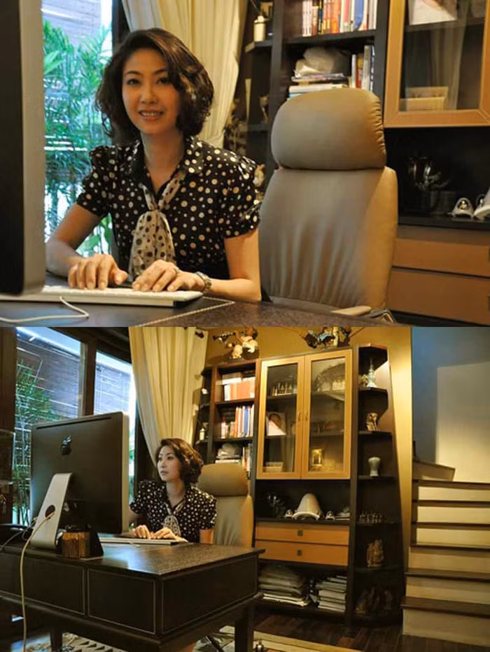 Phòng làm việc trong nhà thiết kế đơn giản nhưng sang trọng.