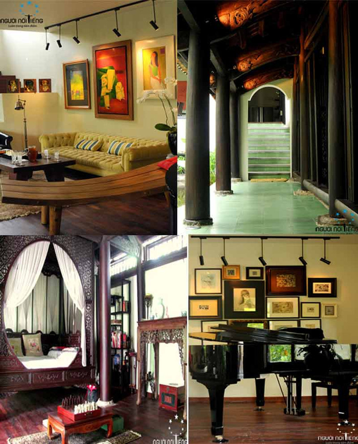 Nếu ví nhà Hồng Nhung như "cung đình" có thể à cách so sánh hơi quá nhưng cách bày trí, vật dụng điêu khắc bằng gỗ của ngôi nhà phảng phất nét trầm mặc của những gia đình quyền quý ở vùng Bắc bộ xưa.