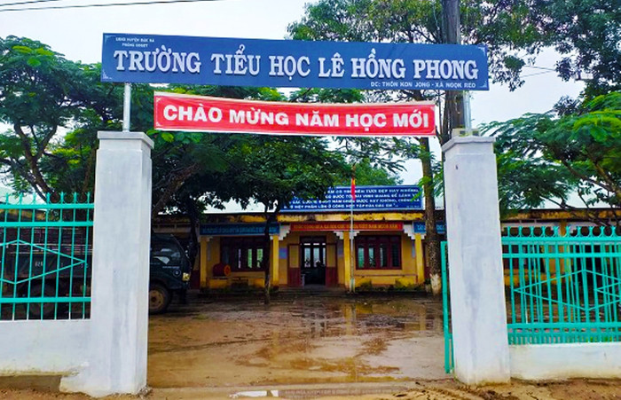 Trường tiểu học Lê Hồng Phong, nơi xảy ra vụ việc kế toán chiếm đoạt tiền hỗ trợ học sinh nghèo. Ảnh: CTV Trường tiểu học Lê Hồng Phong, nơi xảy ra vụ việc kế toán chiếm đoạt tiền hỗ trợ học sinh nghèo. Ảnh: CTV