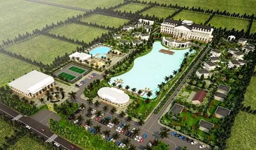 Phối cảnh tổng thể dự án Khu đô thị du lịch sinh thái Vĩnh Thịnh - An Tường, huyện Vĩnh Tường, tỉnh Vĩnh Phúc sẽ "nuốt" trọn đất nông nghiệp của người dân (ảnh nguồn Báo Xây Dựng)