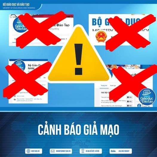 Hàng loạt trang Fanpage mạo danh Bộ Giáo dục - Đào tạo.