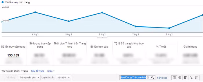 Chỉ số Google Analytics của Đồng Thị Lan Anh.