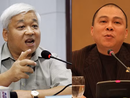 Đến trước khi thôi làm thành viên HĐQT của ACB, vợ chồng ông Nguyễn Đức Kiên và ba em của ông nắm giữ 9,71% cổ phần của ACB. Trong đó, ông Kiên nắm giữ 3,75% và bà Đặng Ngọc Lan – vợ ông Kiên – nắm giữ 4,11%. Ảnh: Bầu Kiên và ông Phạm Nhật Vũ - Chủ tịch AVG.