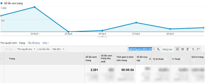 Chỉ số Google Analytics của Nguyễn Minh Anh.