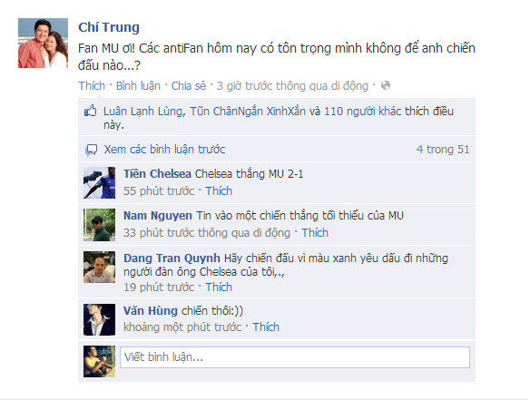Nghệ sĩ Chí Trung lên tiếng 'dằn mặt' các Anti fan M.U Nghệ sĩ Chí Trung lên tiếng 'dằn mặt' các Anti fan M.U