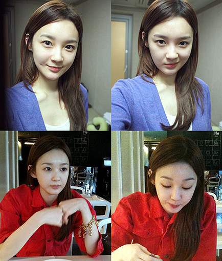 Kang Min Kyung (Davichi) khi trang điểm và để mặt mộc hoàn toàn không có sự khác biệt.