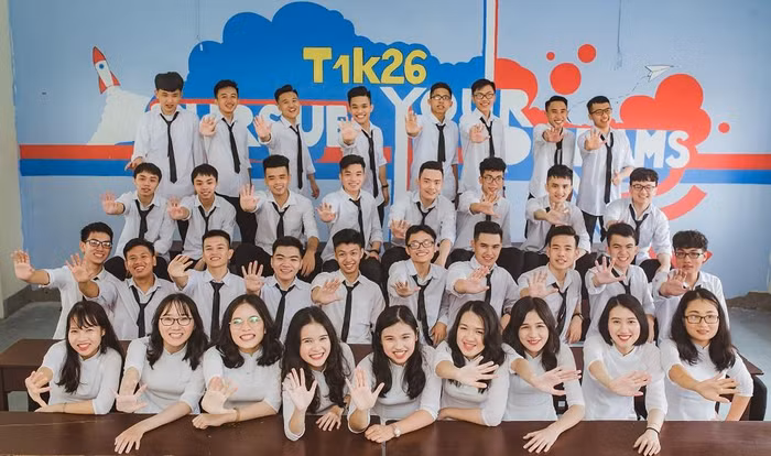 Lớp chuyên Toán 1 - Trường Trung học phổ thông chuyên Hà Tĩnh, nơi Trang học năm nay cũng có nhiều bạn thi đạt điểm cao (ảnh do nhân vật cung cấp).