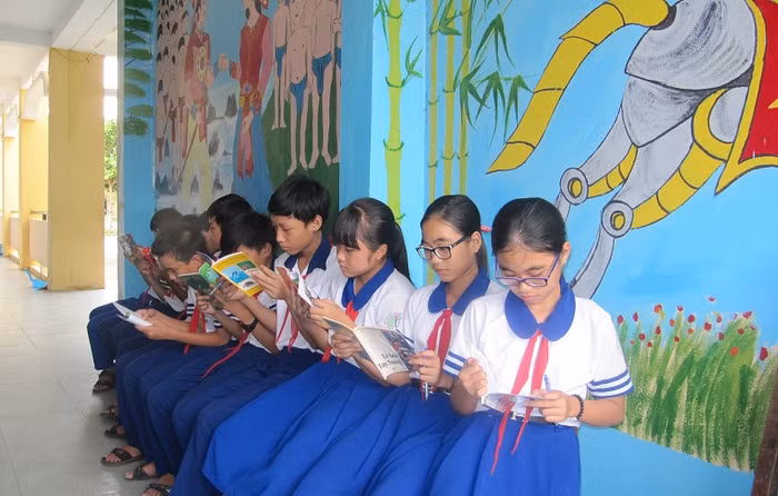 Một góc thư viện xanh ở Trường THCS Bắc Bình 3, huyện Bắc Bình, tỉnh Bình Thuận