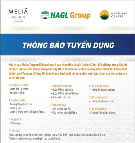 Thông báo tuyển dụng của Tập đoàn Hoàng Anh Gia Lai (ảnh chụp màn hình) Thông báo tuyển dụng của Tập đoàn Hoàng Anh Gia Lai (ảnh chụp màn hình)