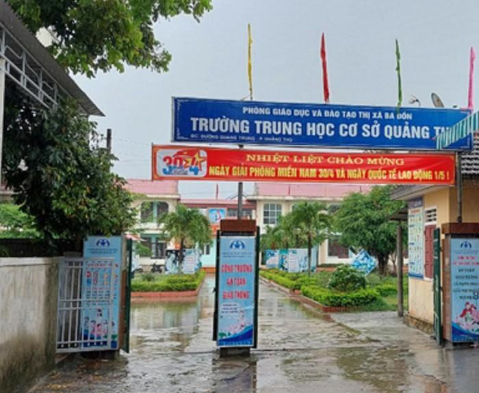 Hiệu trưởng Trường trung học cơ sở Quảng Thọ bị kỷ luật do để xảy ra các sai phạm. Ảnh: CTV Hiệu trưởng Trường trung học cơ sở Quảng Thọ bị kỷ luật do để xảy ra các sai phạm. Ảnh: CTV