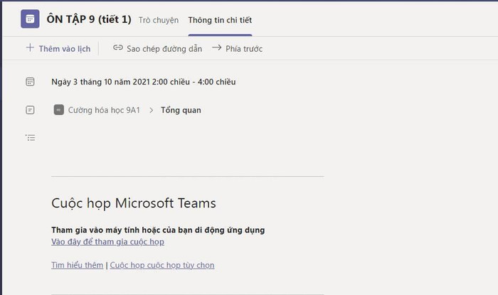 Môn Hóa học được lên lịch vào ngày 3/10/2021 (tức ngày Chủ nhật), không có trong thời khóa biểu chính khóa của trường. Ảnh: Phụ huynh cung cấp Môn Hóa học được lên lịch vào ngày 3/10/2021 (tức ngày Chủ nhật), không có trong thời khóa biểu chính khóa của trường. Ảnh: Phụ huynh cung cấp