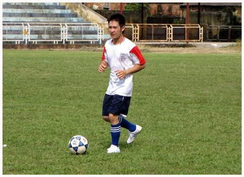 Hoàng Hải là một fan cuồng nhiệt của bóng đá. (Ảnh:Hoàng Hà)