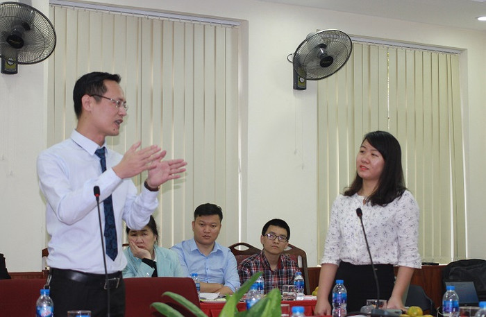Nhà tuyển dụng và sinh viên đối thoại tại hội nghị (Ảnh: Thùy Linh) Nhà tuyển dụng và sinh viên đối thoại tại hội nghị (Ảnh: Thùy Linh)
