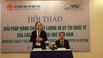 Bộ trưởng Phùng Xuân Nhạ cho rằng, một trong những giải pháp nâng cao giáo dục đại học Việt Nam là xếp hạng minh bạch, tiếp cận theo tiêu chuẩn quốc tế, với mục tiêu quan trọng là chất lượng. (Ảnh: Thùy Linh)