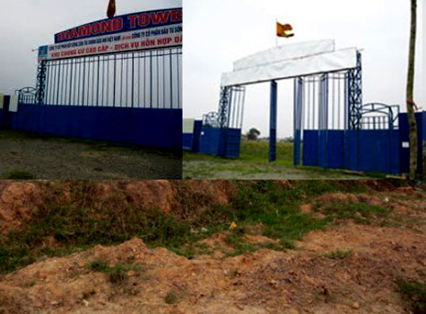 Nhiều dự án dọc Đại Lộ Thăng Long vẫn là khu đất trống, biển hiệu đã được xóa (Ảnh: ĐTCK).