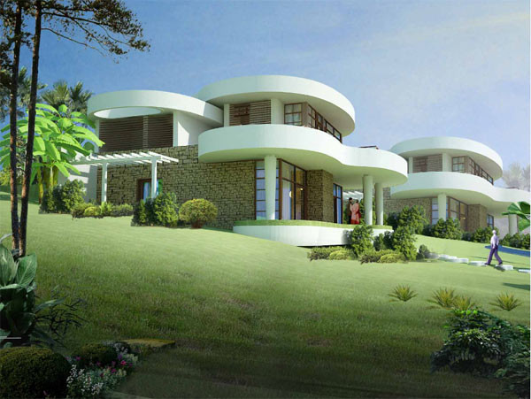 9 căn dinh thự ngà voi này được kiến trúc sư Philip Kozely thiết kế trên đỉnh 3 ngọn đồi như khẳng định vị trí đặc biệt của chủ nhân.