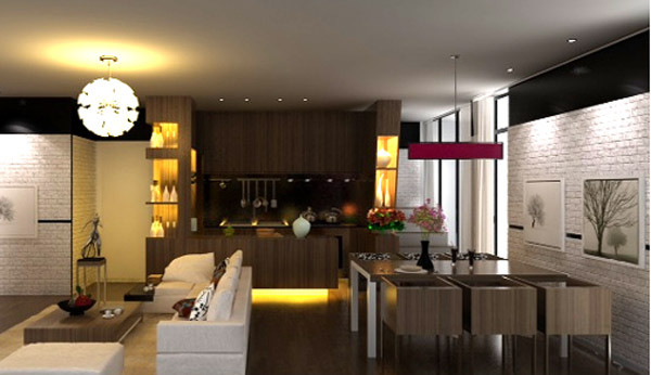 Phòng khách và phòng ăn liên thông trực tiếp với bể bơi ngoài trời và khuôn viên, dễ dàng trở thành một không gian lớn cho những bữa tiệc ngoài trời đông người nhưng vẫn đảm bảo được sự riêng tư, đầm ấm cho bữa cơm gia đình.