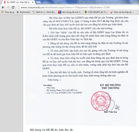Văn bản của Bộ GD&ĐT do Thứ trưởng Bùi Văn Ga ký (Ảnh chụp màn hình) Văn bản của Bộ GD&ĐT do Thứ trưởng Bùi Văn Ga ký (Ảnh chụp màn hình)