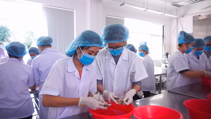 Sinh viên ngành Công nghệ chế biến thuỷ sản. Ảnh: Website nhà trường