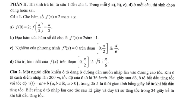 Phần 2 chiếm 4 điểm, gồm các câu trắc nghiệm đúng sai, mỗi câu 4 ý và được sắp xếp tăng dần độ khó từ cấp độ nhận biết - thông hiểu - vận dụng. Phần 2 chiếm 4 điểm, gồm các câu trắc nghiệm đúng sai, mỗi câu 4 ý và được sắp xếp tăng dần độ khó từ cấp độ nhận biết - thông hiểu - vận dụng.