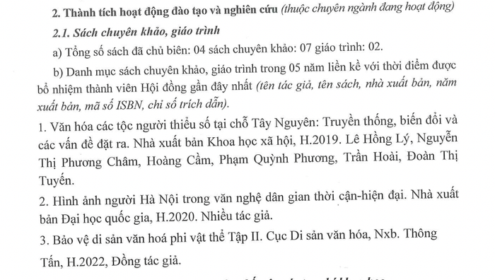 Thành tích hoạt động đào tạo và nghiên cứu do Giáo sư Lê Hồng Lý kê khai tại lý lịch khoa học. Thành tích hoạt động đào tạo và nghiên cứu do Giáo sư Lê Hồng Lý kê khai tại lý lịch khoa học.