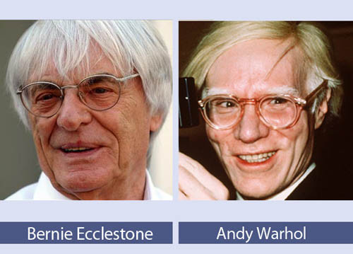 Ông chủ giải F1, Bernie Ecclestone và nhà làm phim kiêm họa sĩ người Mỹ, Andy Warhol có khá nhiều điểm tương đồng. Ông chủ giải F1, Bernie Ecclestone và nhà làm phim kiêm họa sĩ người Mỹ, Andy Warhol có khá nhiều điểm tương đồng.