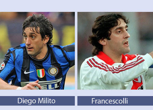 Tiền đạo Diego Milito và cựu danh thủ Uruguay, Francescoli không khác nhau là mấy. Tiền đạo Diego Milito và cựu danh thủ Uruguay, Francescoli không khác nhau là mấy.